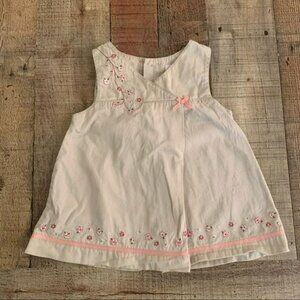 Carters baby girl tank dress in tan with embroidered flowers -6M